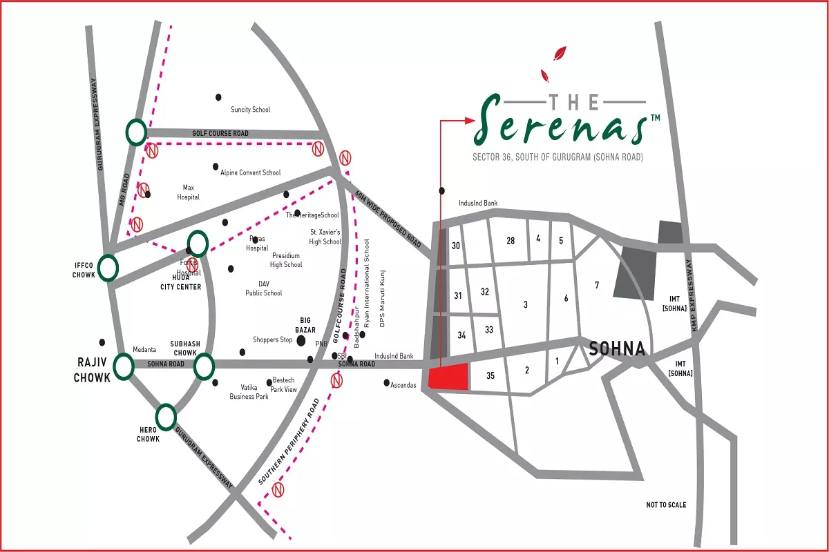 signature serenas gurgaon location map